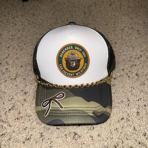Camo and White Smokey Bear Trucker Hat